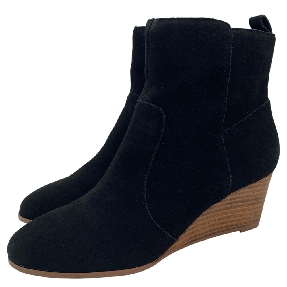 Violet & Red Womens Shoes Jay Jay Boots Sz 8 Black Suede Leather Ankle Wedge New